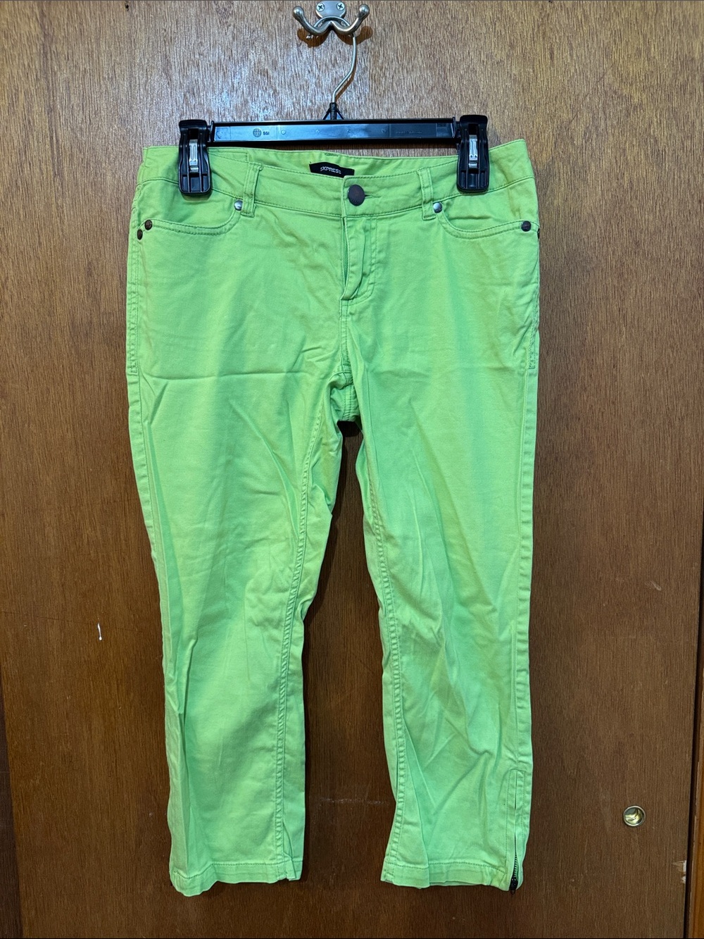 Bright Lime Green Straight-Leg Pants